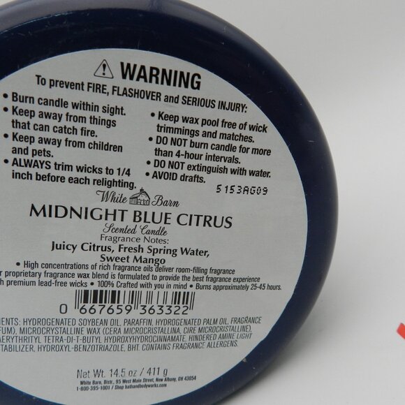 Bath & Body Works White Barn 3-Wick Candle 14.5 oz Midnight Blue - Picture 3 of 3